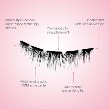Ardell Press On Lashes Pre-Mapped DIY Lash Clusters - Naked Natural, Pre-Glued Underlash, Reusable False Eyelashes, Eyelash Extensions