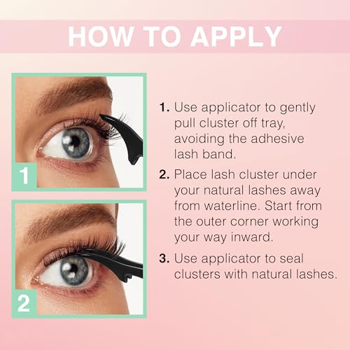 Ardell Press On Lashes Pre-Mapped DIY Lash Clusters - Naked Natural, Pre-Glued Underlash, Reusable False Eyelashes, Eyelash Extensions