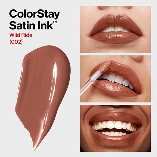Revlon ColorStay Satin Ink Liquid Lipstick, Longwear Rich Lip Colors, Formulated with Black Currant Seed Oil, 002 Wild Ride, 0.17 fl oz