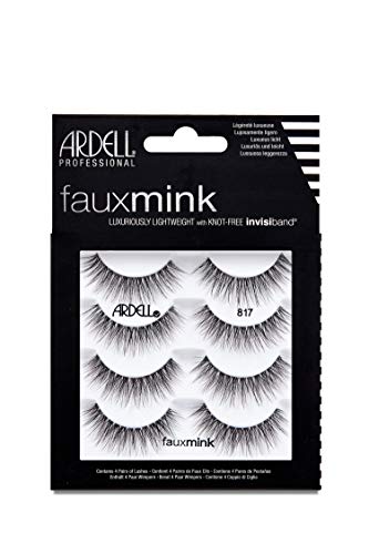 Ardell Faux Mink Lashes 817 – Lightweight, Knot-Free Invisiband Eyelashes for Natural Glam, 4 Pairs, 1 Pack