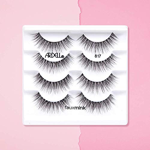 Ardell Faux Mink Lashes 817 – Lightweight, Knot-Free Invisiband Eyelashes for Natural Glam, 4 Pairs, 1 Pack