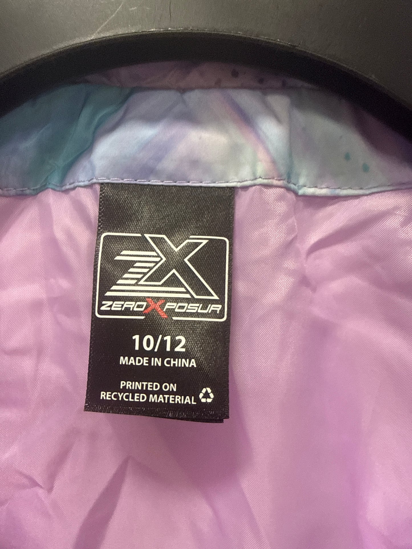 ZeroXposur Girls Size 10/12 Quilted Puffer Jacket Purple Blue Marble Swirl NWOT