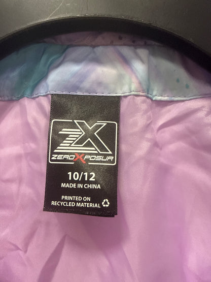 ZeroXposur Girls Size 10/12 Quilted Puffer Jacket Purple Blue Marble Swirl NWOT
