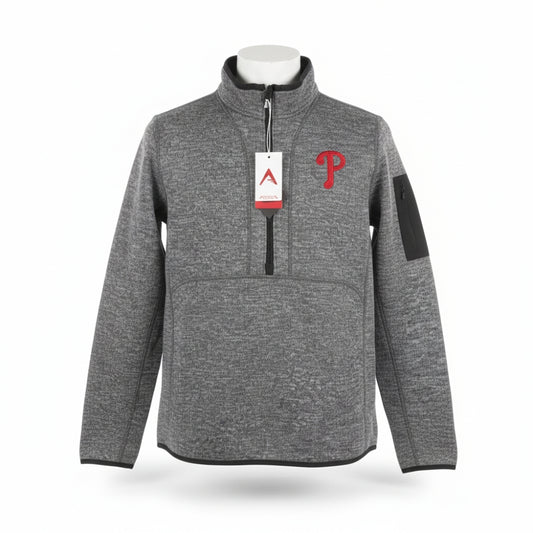 Antigua Women's Philadelphia Phillies MLB Gray Quarter Zip Fleece Pullover Size M