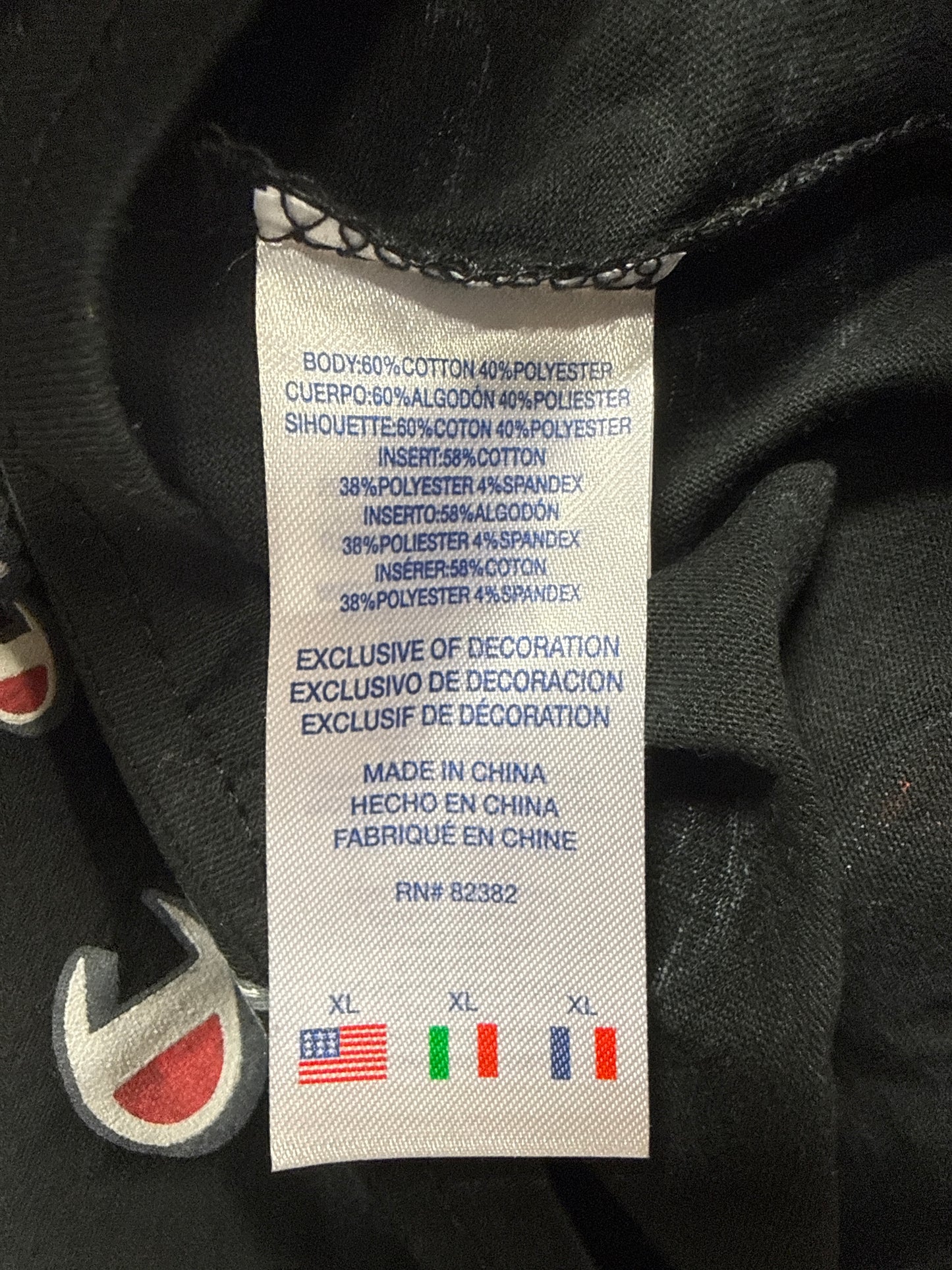 Champion All Over Print Logo T-Shirt Black XL Short Sleeve Script Graphic Tee NWOT