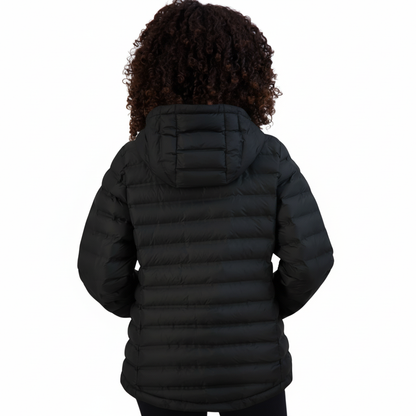 ZeroXposur Women's Brianna Packable Puffer Jacket Black Large Hooded Lightweight