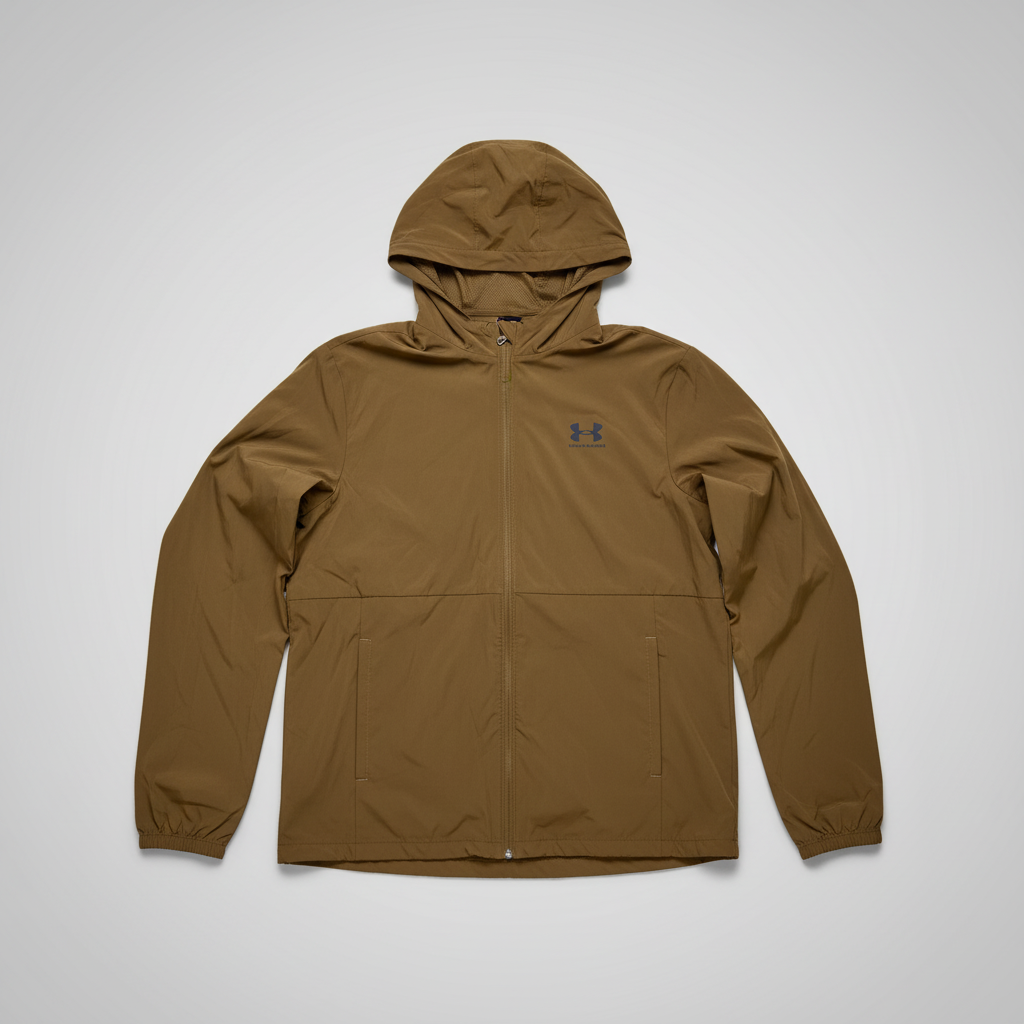 Under Armour Men's Full Zip Hooded Windbreaker Jacket Brown Size Medium M NWOT