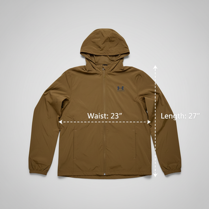 Under Armour Men's Full Zip Hooded Windbreaker Jacket Brown Size Medium M NWOT