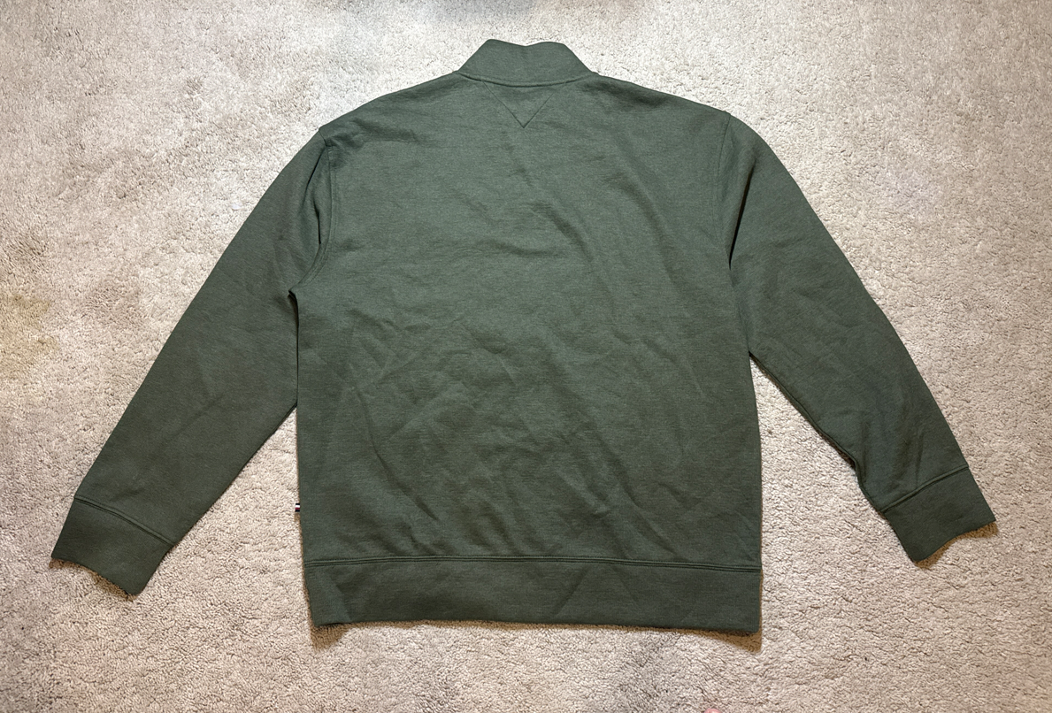 Tommy Hilfiger Mens Large 1/4 Zip Pullover Sweatshirt Olive Green NWOT Mock Neck