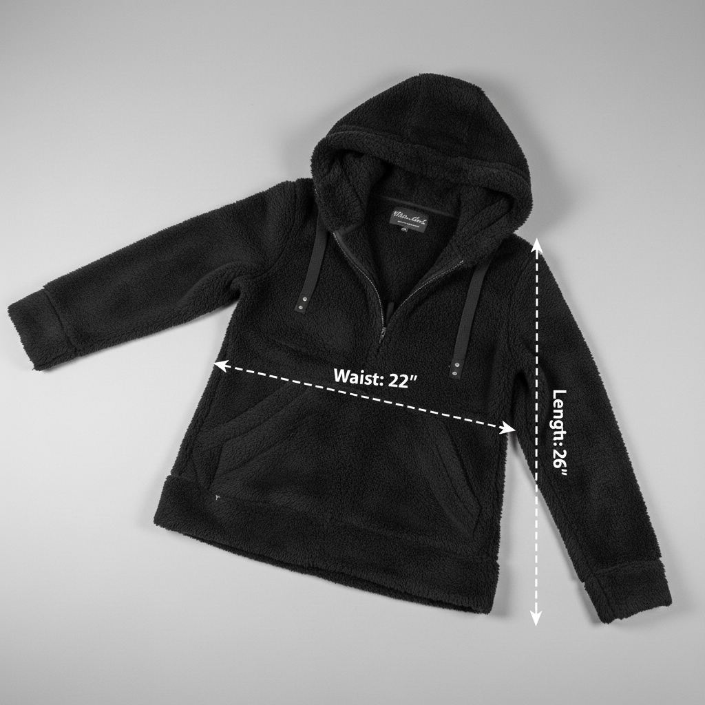 White Mark Women's Large Black Sherpa Fleece Half-Zip Hoodie Jacket Cozy L 22x26 NWOT