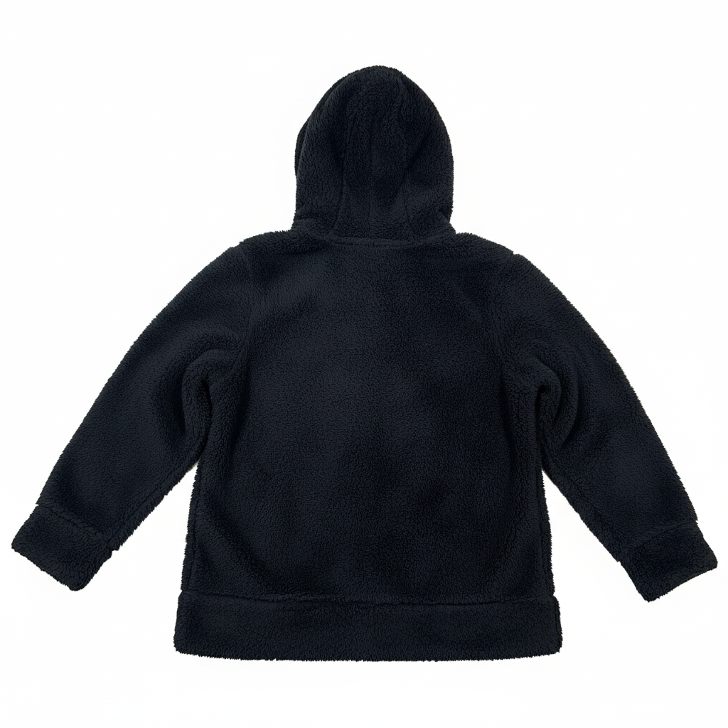 White Mark Women's Large Black Sherpa Fleece Half-Zip Hoodie Jacket Cozy L 22x26 NWOT