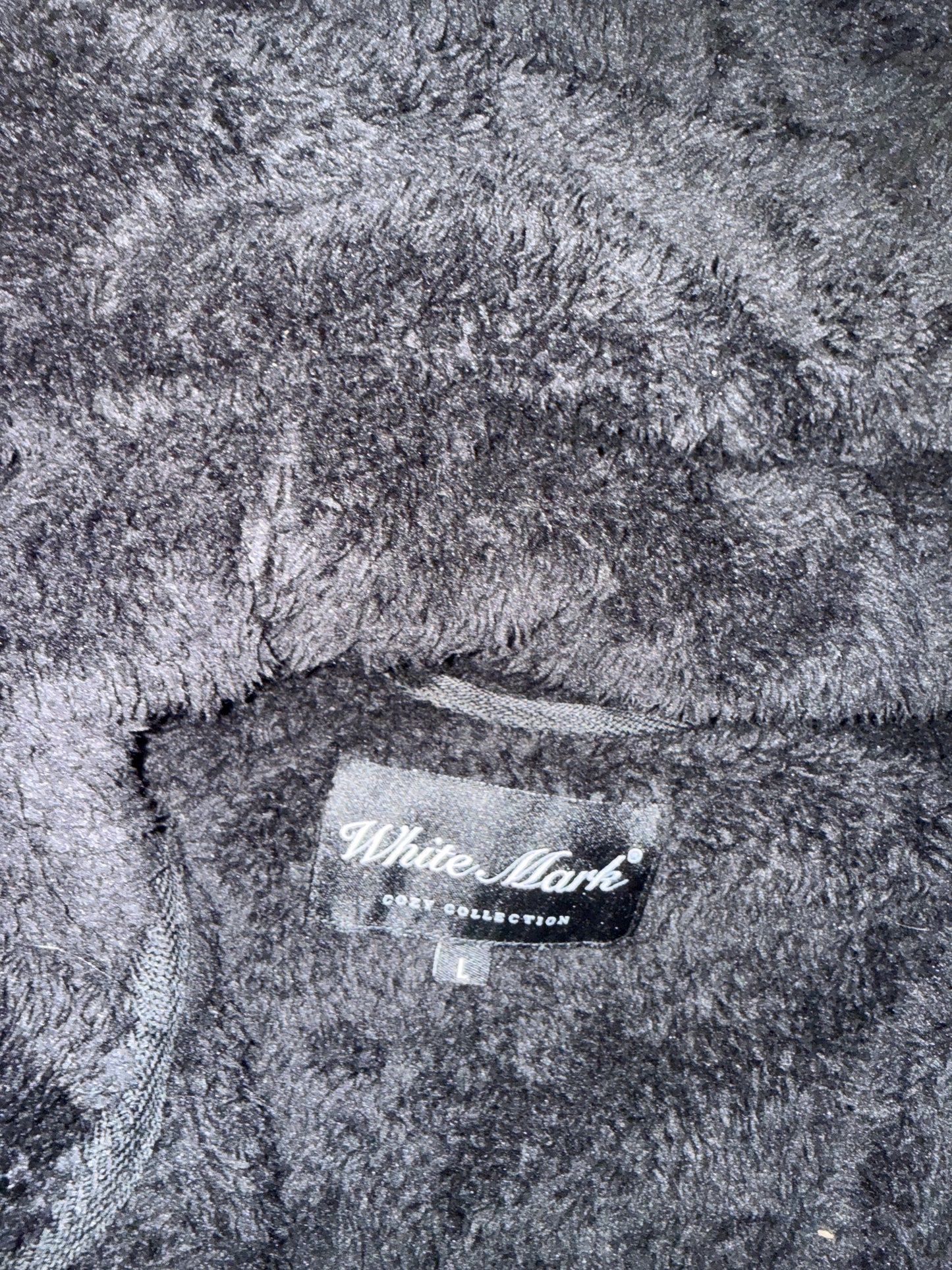 White Mark Women's Large Black Sherpa Fleece Half-Zip Hoodie Jacket Cozy L 22x26 NWOT