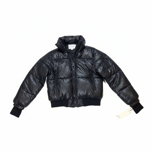 Madden Girl Women's Shiny Black Puffer Jacket Removable Hood Size Small Coat