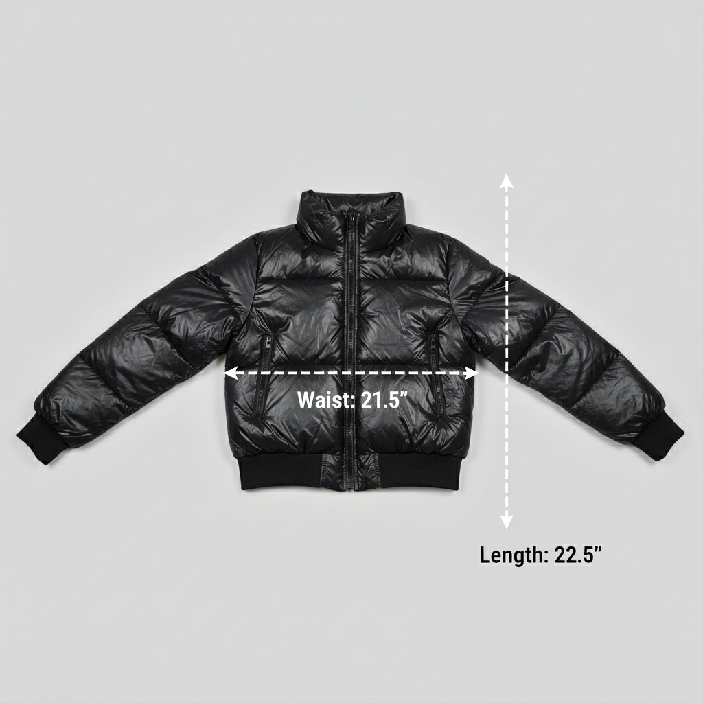 Madden Girl Women's Shiny Black Puffer Jacket Removable Hood Size Small Coat