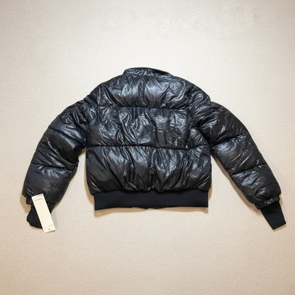 Madden Girl Women's Shiny Black Puffer Jacket Removable Hood Size Small Coat
