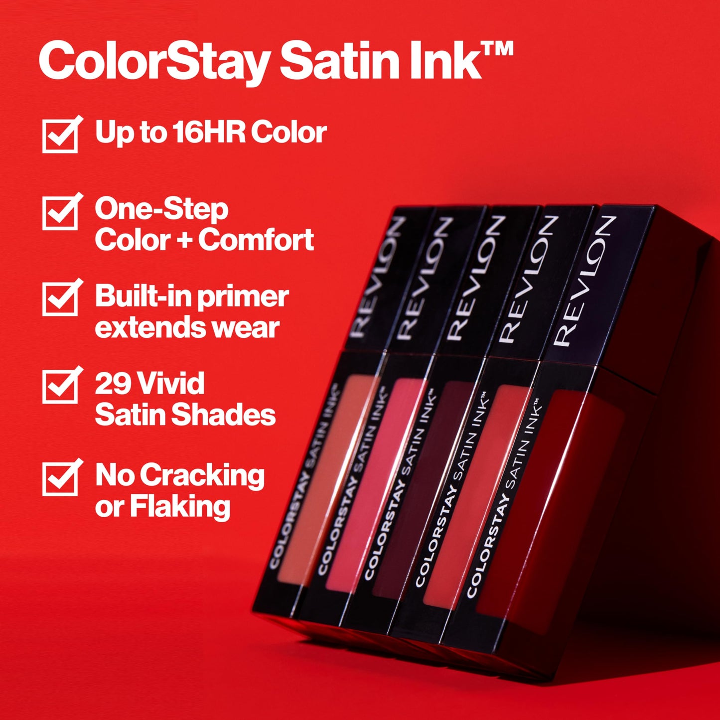 REVLON ColorStay Satin Ink Crown Jewels Liquid Lipstick, Longlasting & Waterproof Lipcolor, Moisturizing Creamy Formula Infused with Black Currant Seed Oil, 034 Regal Ruby, 0.17 fl oz.