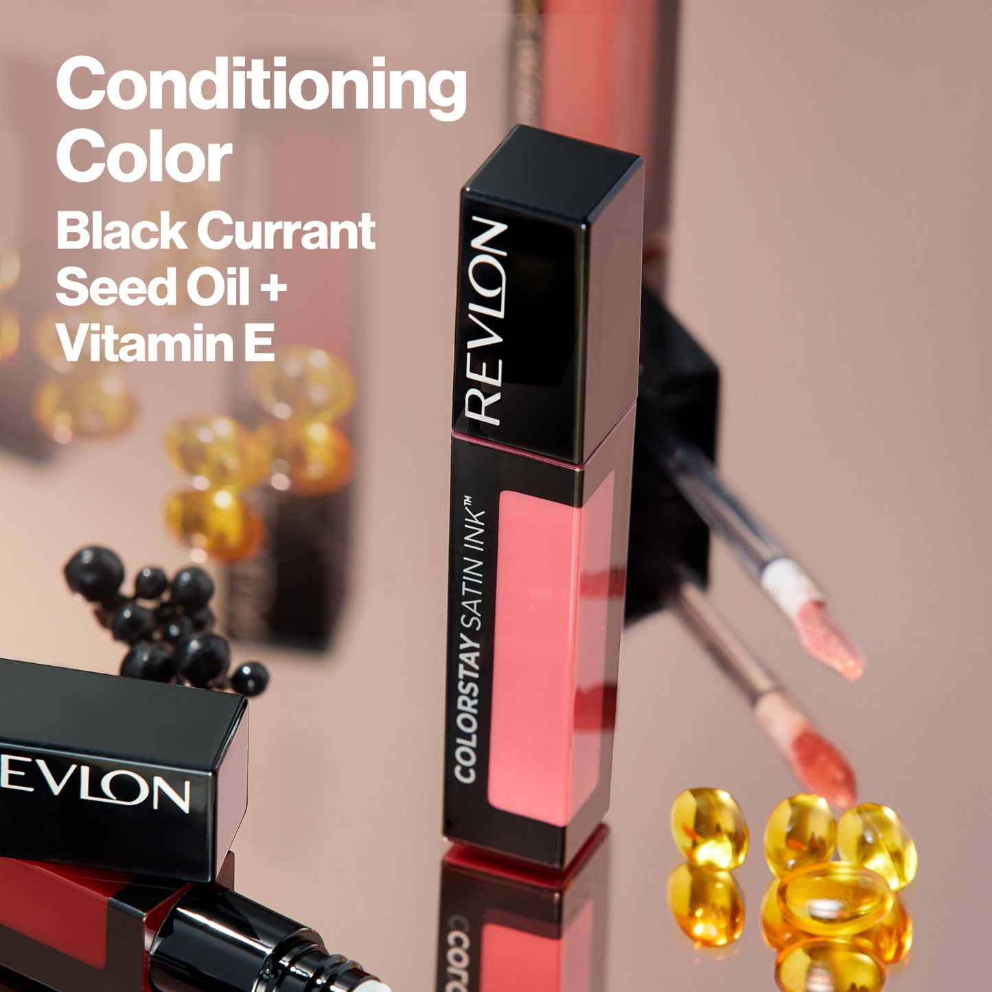 REVLON ColorStay Satin Ink Crown Jewels Liquid Lipstick, Longlasting & Waterproof Lipcolor, Moisturizing Creamy Formula Infused with Black Currant Seed Oil, 034 Regal Ruby, 0.17 fl oz.