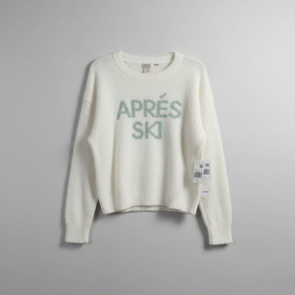 Juniors' Pink Republic Teddy Graphic Sweatshirt Color: Cream Apres Ski  Size XL