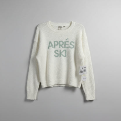 Juniors' Pink Republic Teddy Graphic Sweatshirt Color: Cream Apres Ski  Size XL