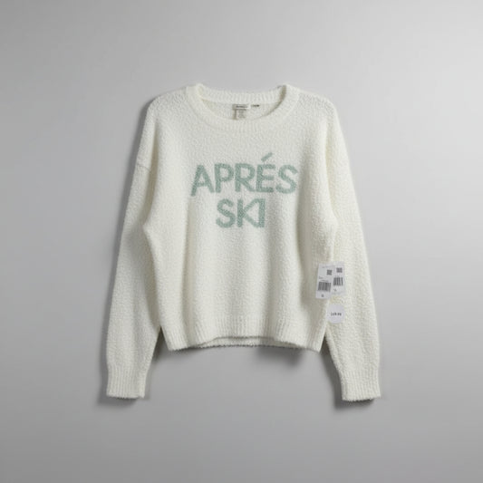 Juniors' Pink Republic Teddy Graphic Sweatshirt Color: Cream Apres Ski  Size XL