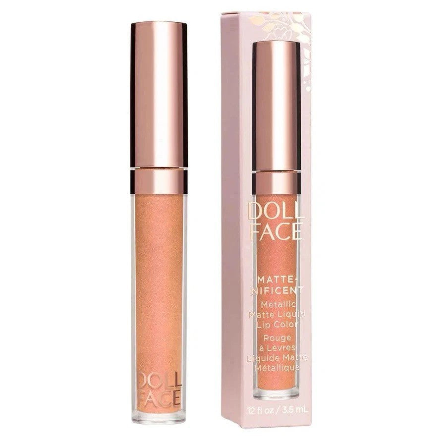 Doll Face, Matte-nificent Metallic Liquid Lip Color Luna Gold, 0.12 Ounce