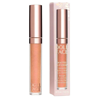 Doll Face, Matte-nificent Metallic Liquid Lip Color Luna Gold, 0.12 Ounce