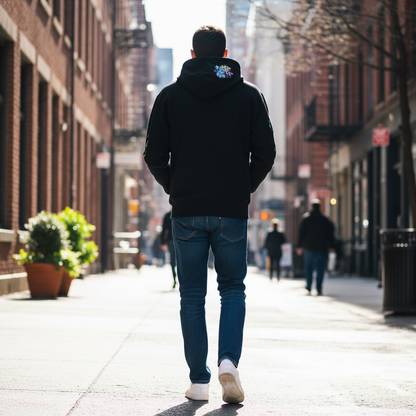 Champion Simple Balance Black Oversized Hoodie Unisex Size M Floral Graphic