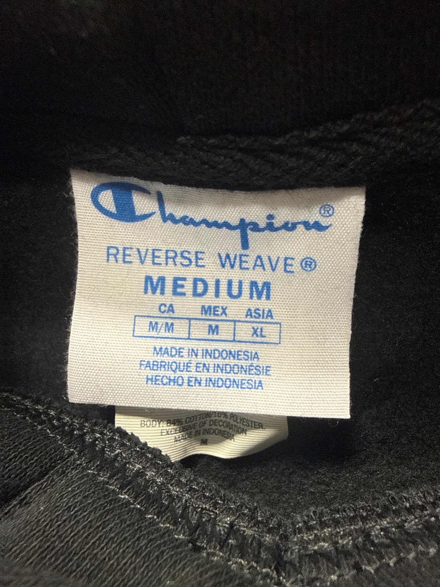 Champion Simple Balance Black Oversized Hoodie Unisex Size M Floral Graphic