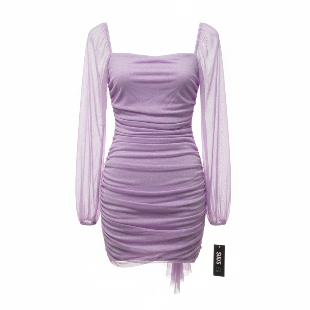 Jump Apparel Lilac Glitter Mini Dress Lavender Sparkle Party Size XS