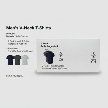 Calvin Klein Men's 3 Pack V-Neck T-Shirts White Navy Grey S Classic Fit Cotton