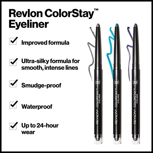 Revlon ColorStay Pencil Waterproof Eyeliner, Smudge-Proof, Eye Makeup with Built-In Sharpener, Packaging May Vary, 210 Teal, 0.01 oz