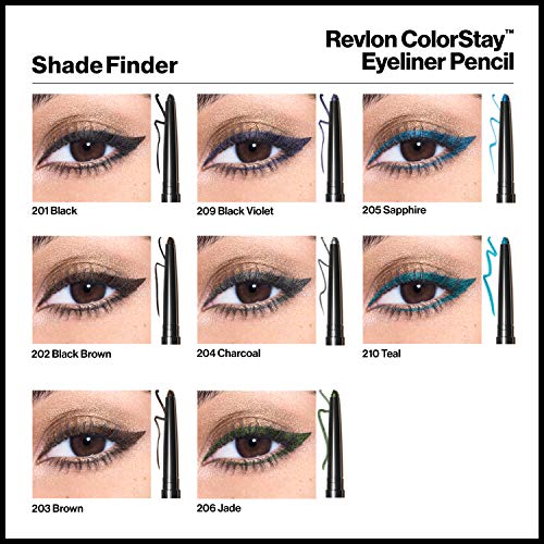 Revlon ColorStay Pencil Waterproof Eyeliner, Smudge-Proof, Eye Makeup with Built-In Sharpener, Packaging May Vary, 210 Teal, 0.01 oz
