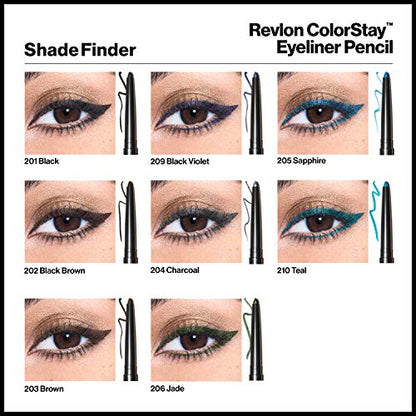 Revlon ColorStay Pencil Waterproof Eyeliner, Smudge-Proof, Eye Makeup with Built-In Sharpener, Packaging May Vary, 210 Teal, 0.01 oz