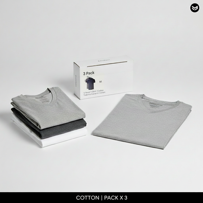 Calvin Klein Men's 3 Pack V-Neck T-Shirts White Navy Grey M Classic Fit Cotton