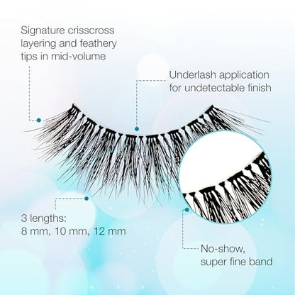 Ardell Seamless Cluster Eyelash Extensions Mini Kit Wispies – DIY Lash Extension Kit with Applicator, Glue & Seal, Natural Cluster Lashes, 10 Wispy Lash Clusters, 1 Pack