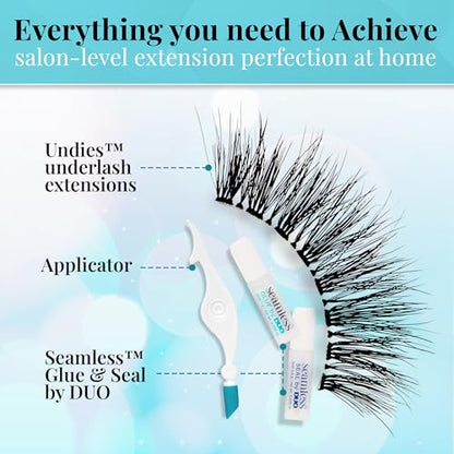Ardell Seamless Cluster Eyelash Extensions Mini Kit Wispies – DIY Lash Extension Kit with Applicator, Glue & Seal, Natural Cluster Lashes, 10 Wispy Lash Clusters, 1 Pack