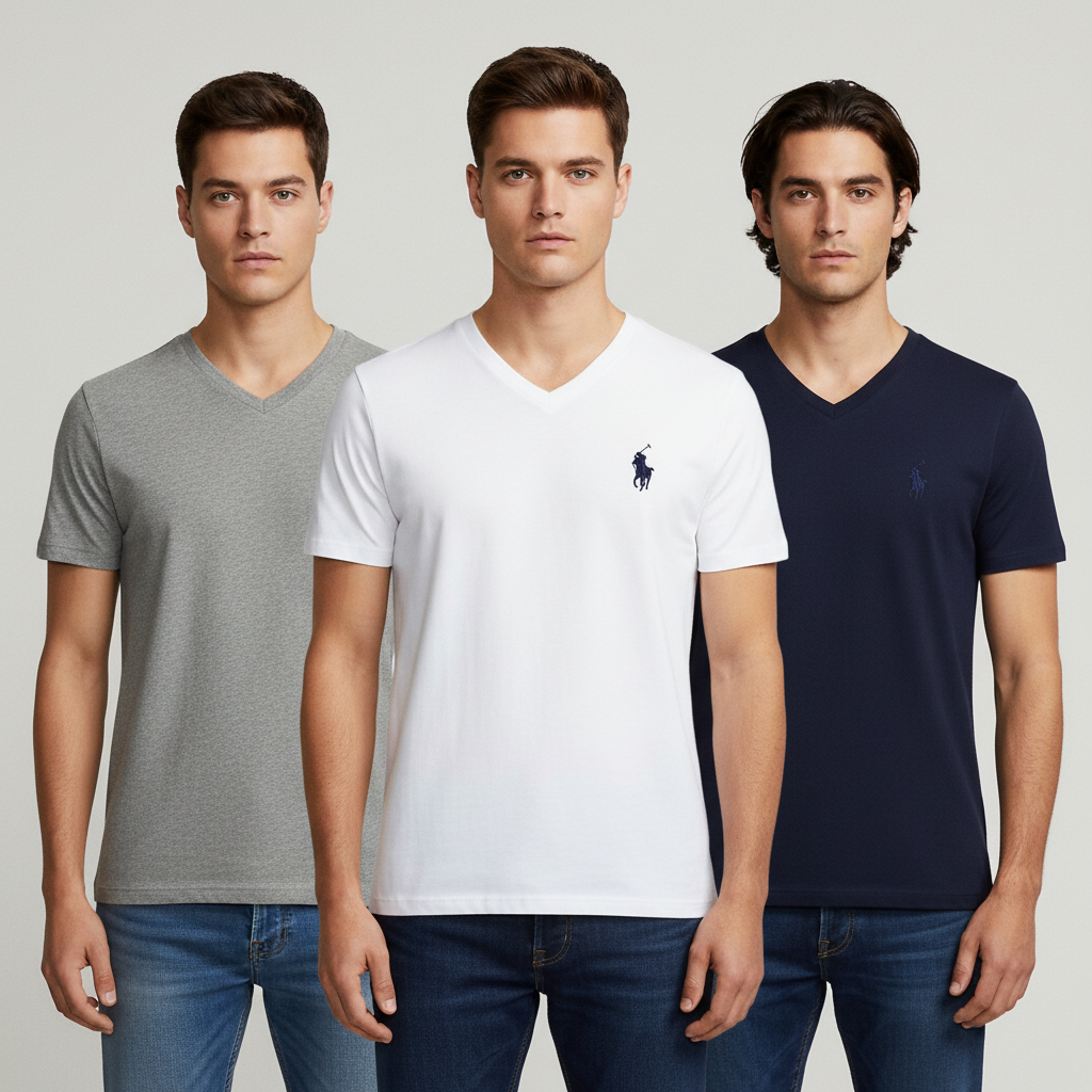 Polo Ralph Lauren Men's Classic Fit 100% Cotton V-Neck T-Shirt (NCVNP3) | Size Medium