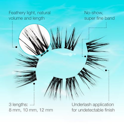 Ardell Seamless Underlash Extensions Fauxmink Mini Kit, 10 Lashes, 1 Day Clear Glue, Seal, Applicator, Perfect for On-The-Go Lash Customization, 1-Pack