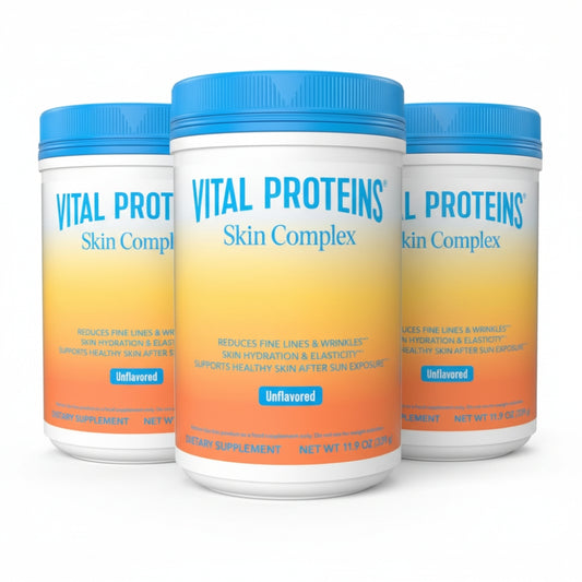 Vital Proteins Collagen Peptides for Women - 20g Hydrolyzed Collagen, Vitamin C, Hyaluronic Acid, Reduce Fine Lines & Wrinkles, Verisol & Holimel - Skin Complex Supplement, Unflavored 11.9oz Powder | 3 Pack