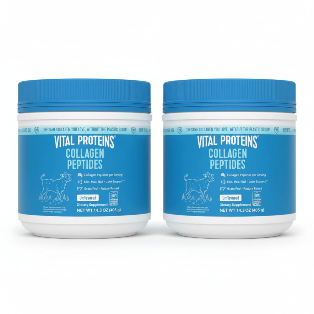 Vital Proteins Collagen Peptides Powder - Grass Fed Collagen Peptides for Hair, Nail, Skin, Bone & Joint Health, Unflavored, 14.3oz | 2 Pack