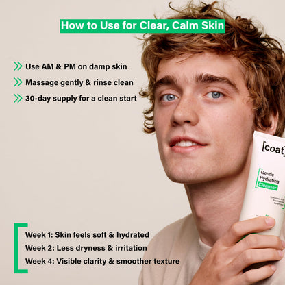 COATS Gentle Hydrating Cleanser [5oz] – Moisturizing Face Wash w/Hyaluronic Acid – Preppy Skincare- Fragrance-Free, Vegan, Clean Skincare for Teens, Combo to Dry Skin - 30 Day Supply
