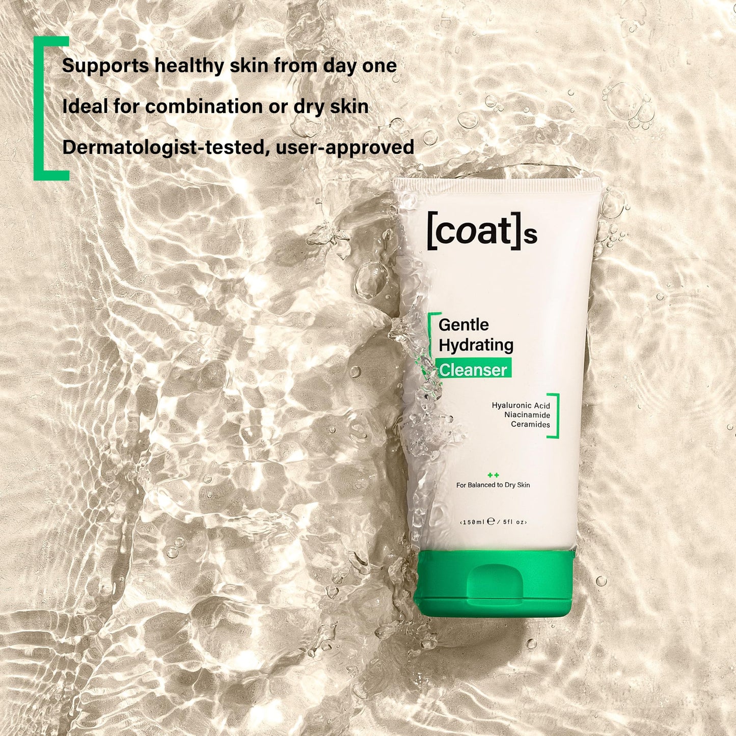 COATS Gentle Hydrating Cleanser [5oz] – Moisturizing Face Wash w/Hyaluronic Acid – Preppy Skincare- Fragrance-Free, Vegan, Clean Skincare for Teens, Combo to Dry Skin - 30 Day Supply