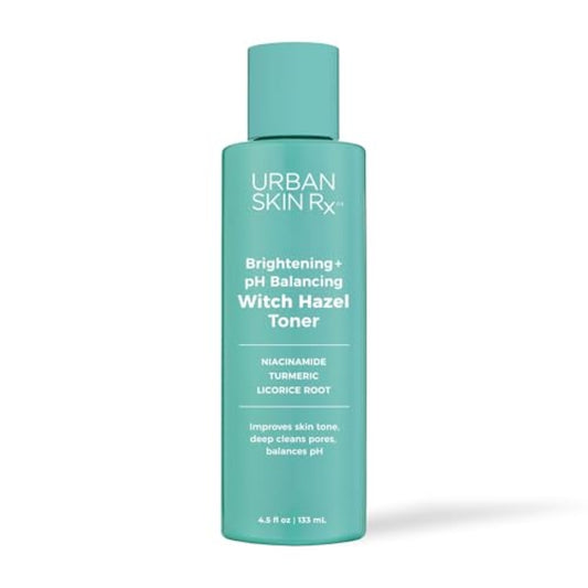 Urban Skin Rx Witch Hazel Brightening & pH Balancing Toner, Exfoliated & Clarifies Clogged Pores, Improves the Appearance of Uneven Skin Tone, Reduces Redness & Brightens Dull Complexions, 4.5 Fl Oz