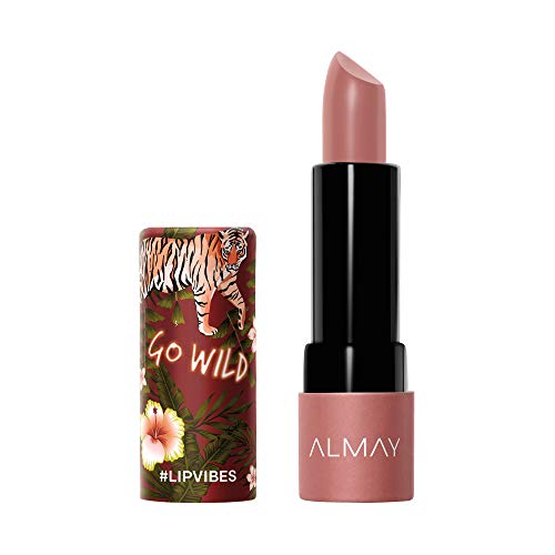 Almay Lip Vibes Lipstick with Vitamin E Oil & Shea Butter, Matte Cream Finish, Hypoallergenic, Go Wild, 0.14 Oz