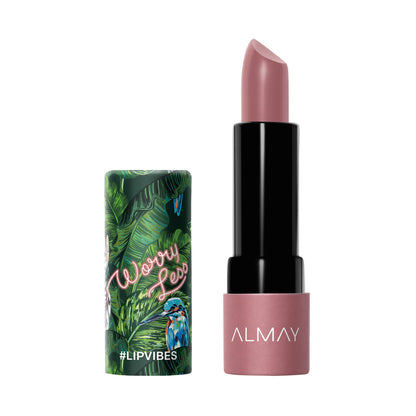 Almay Lip Vibes Lipstick with Vitamin E Oil & Shea Butter, Matte Finish, Hypoallergenic, Worry Less, 0.14 Oz
