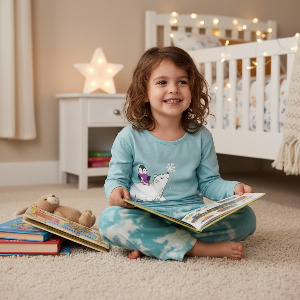 Cuddl Duds Girls Pajama Set Size XS 4/5 Blue Polar Bear Penguin 2-Pc NWT Fleece