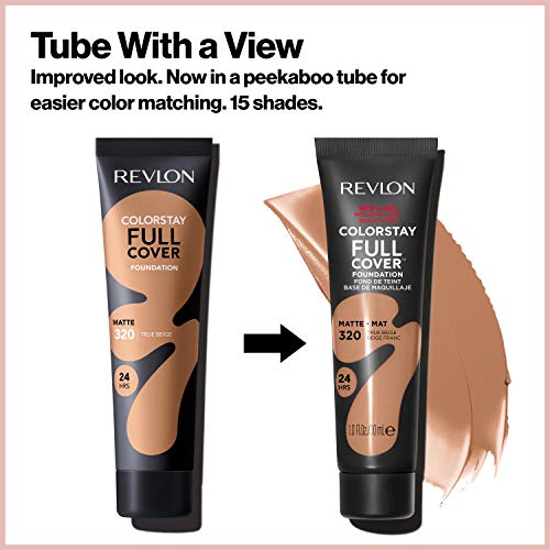 Revlon ColorStay Full Cover Longwear Matte Foundation, Heat & Sweat Resistant Lightweight Face Makeup, Early Tan (390), 1.0 oz