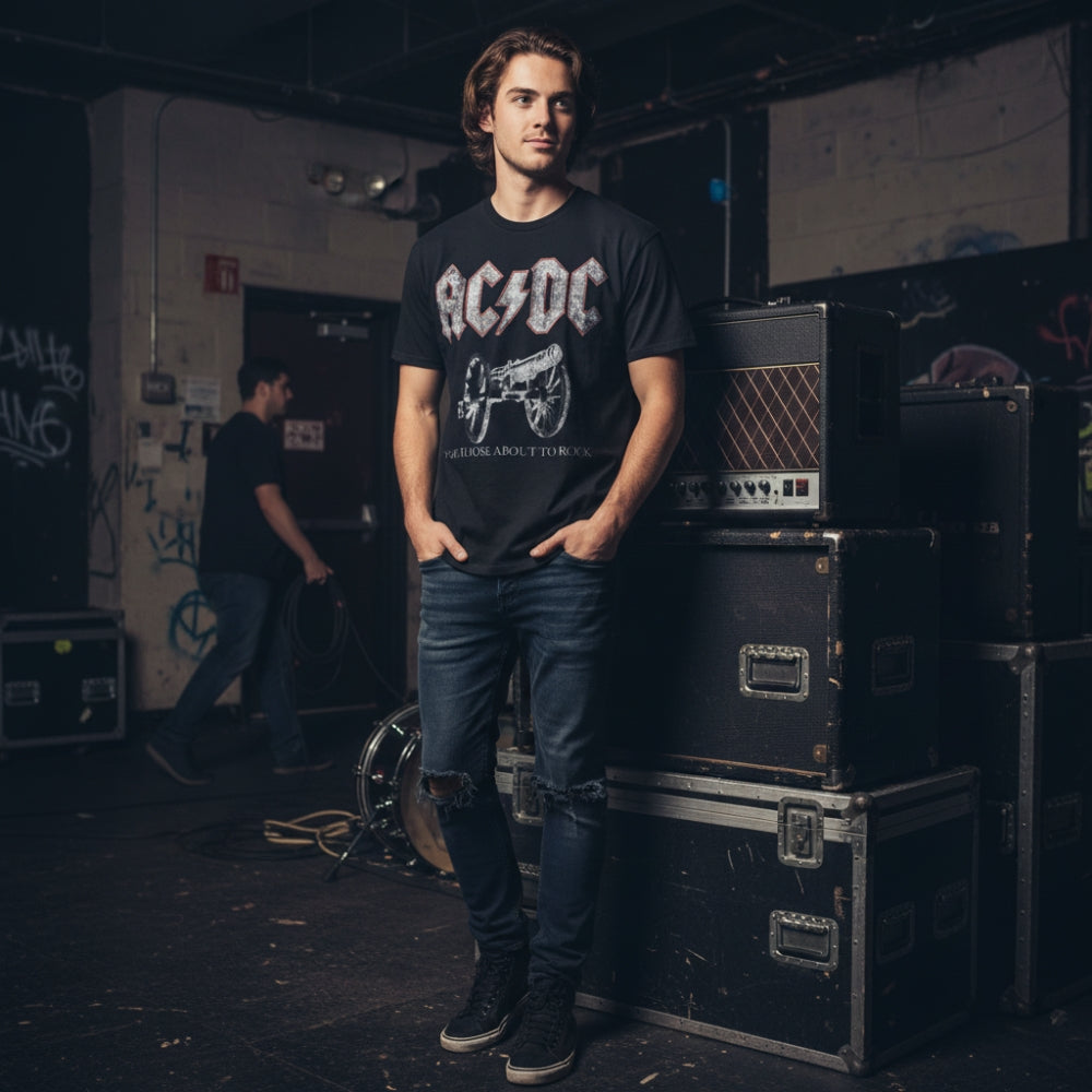 AC/DC For Those About To Rock Graphic T-Shirt Men's Size 2XL Black Band Tee NWOT