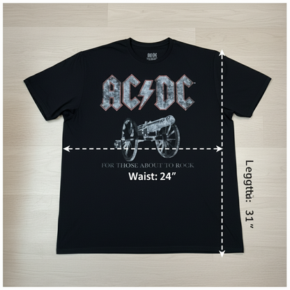 AC/DC For Those About To Rock Graphic T-Shirt Men's Size 2XL Black Band Tee NWOT