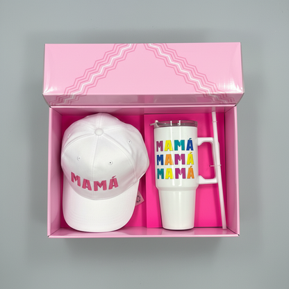 Mamá Mother's Day Gift Set White Baseball Cap & Insulated Tumbler Box